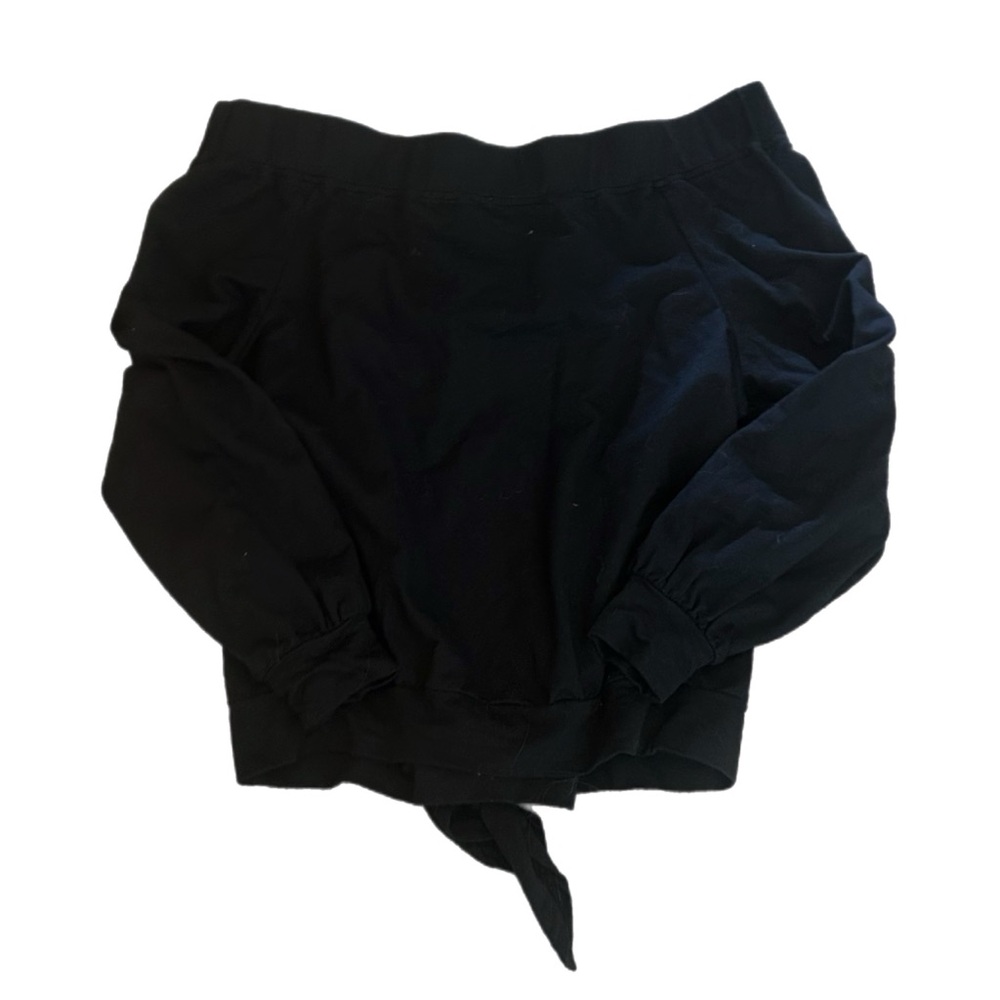 Back-Sized Small ILY Off-the-Shoulder Tie-Front Shirt